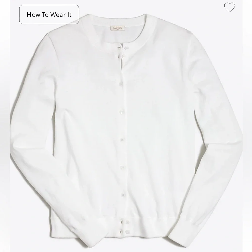 J crew Classic cotton cardigan sweater white